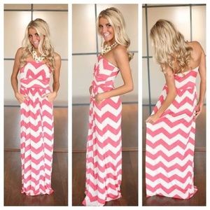 Pink Chevron Maxi Dress